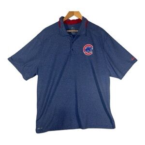 Chicago Cubs Nike Polo Shirt Men's XL Blue Heathered Golf Tour Performance